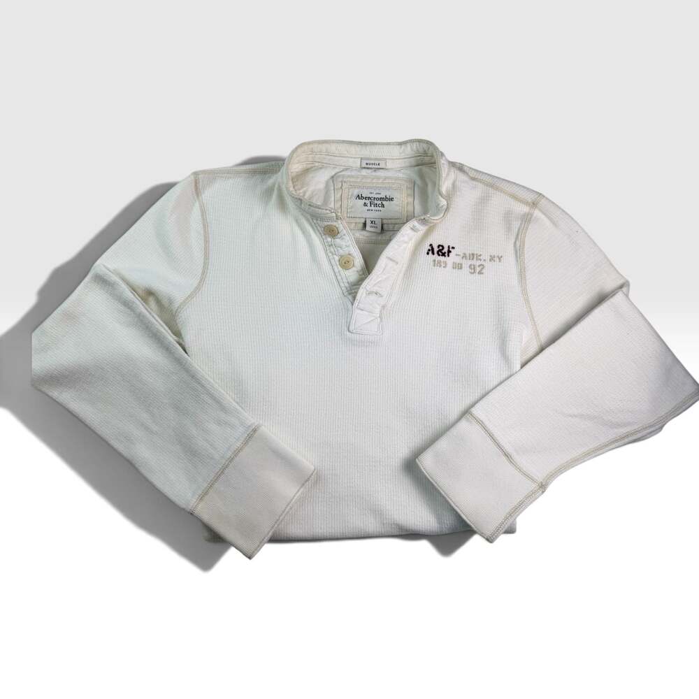 00s Abercrombie Cream Waffle Thermal Henley XL